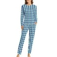 thumbnail image 2 of Striped Polka Dot Pajamas Blue and White Romantic Pajama Sets Womens Long Sleeve Casual Home Suit Large Size, 2 of 7