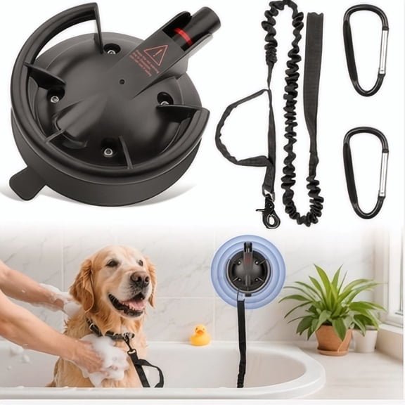 Dog Bathing Tether with Suction Cup, Adjustable Bath Tether, Dog Grooming Tub Restraint Soft Nylon Leash for Shower