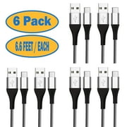 USB Type C Cable Type C USB cable USB Type C Cable Fast Charging USB Cable Type C Compatible for Galaxy S20 S10 S9 S8 Plus S10E A10e A20 A51 A71 Note 20 10 9 8 Moto G8 G7, 6.6 FT Braided 6 Pack