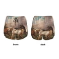 thumbnail image 3 of Gukieu Three Horses Oil Painting Print Women's Sports Shorts with Drawstring Elastic Waistband for Running, Yoga, Fitness-Small, 3 of 7