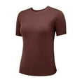 thumbnail image 5 of Womens T Shirts Women's Round Neck Short Sleeved Loose T Shirt with A Knit Bottom Short Tops for Women, 5 of 6