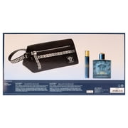 Versace Eros by Versace for Men - 3 Pc Gift Set - 3.4oz EDP Spray, 0.3oz EDP Spray, Pouch