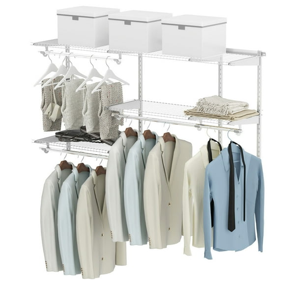 Gymax Custom Closet Organizer Kit 3 to 5 FT Wall-mounted Closet System w/Hang Rod