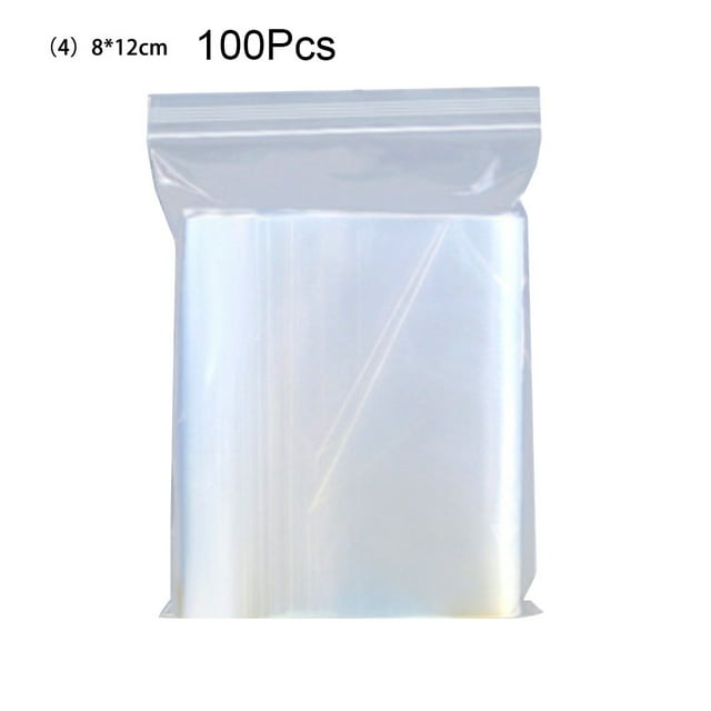 100Pcs/Set Clear Household Sundries Food Storage Resealable Zipper Plastic Bags