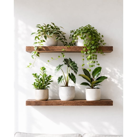 Bamworld 2 Pack Wooden Wall Plant stand, Wall Hanging Plant Holders for Indoor Plants Flower Pot Hanging Shelves for Bedroom Living Room Porch Balcony Outdoor Decor