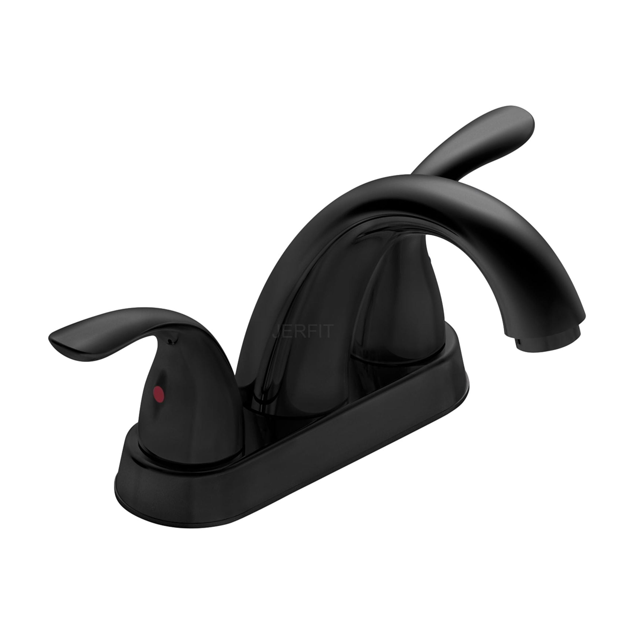 JERFIT 5.45" 2-Handle Bathroom Sink Faucet with Deck Plate, Matt Black Finish, 2 or 3 Holes, CUPC Certified, Ceramic Disc Cartridge for Drip-Free Performance