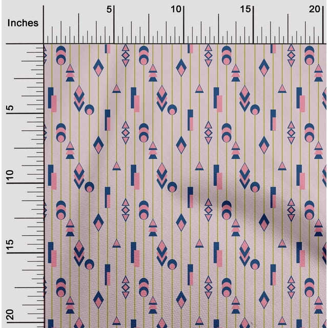 oneOone Polyester Lycra Fabric Stripe & Geometrical Shapes Geometric Printed Craft Fabric BTY 56 Inch Wide