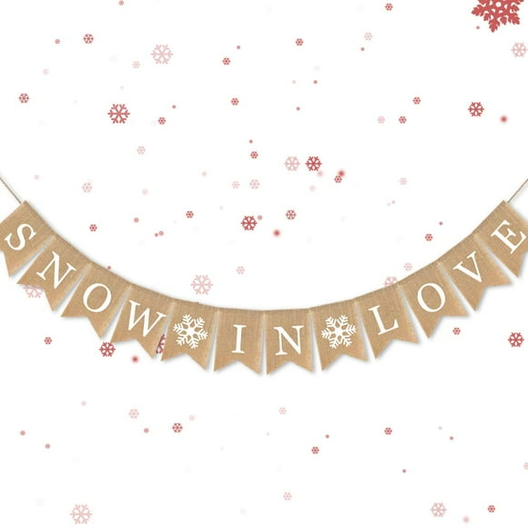 7-gost Burlap Snow in Love Banner Winter Wedding Shower Bridal Shower Garland Decoration