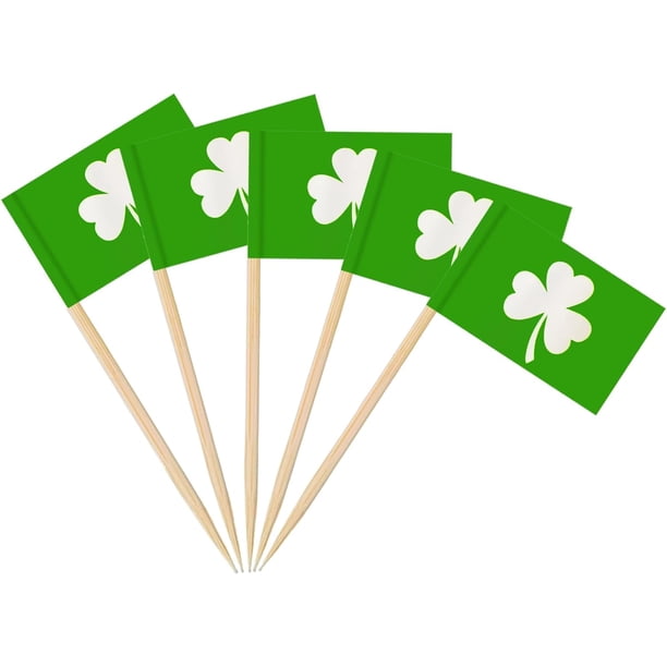 Yanonmyfd 200pcs World Cup Toothpick Flags Cake Toppers for World Cup Soccer 2026 Decorations, 48 Countries Cocktail Stick Flags for Sandwich Cupcake Toppers Soccer Bar Party Supplies,Shamrock