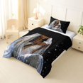 thumbnail image 2 of Castle Fairy Glam Black Woman Twin Comforter Sets 2pcs,Glitter Stars Print Bedding Set,Silver,Black Reversible,1 Comforter and 1 Pillowcase, 2 of 6