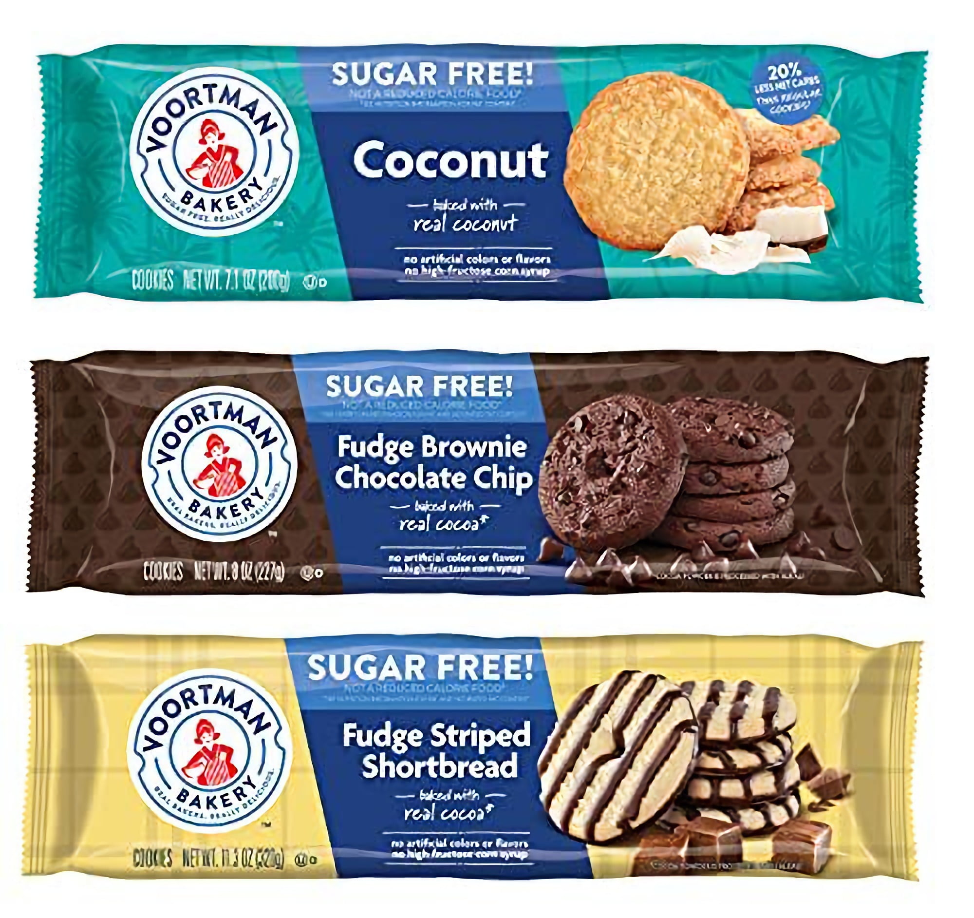 Sugar Free Cookies by Voortman Variety Pack | Fudge Brownie Chocolate Chip