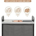 thumbnail image 5 of Rolling Laundry Hamper with Wheels 3-Section Laundry Sorter Rolling Laundrys Basket on Wheels with Removable Bag Clothes Hamper Laundrys Organizer Cart Bathroom Bedroom 120L Grey, 5 of 8