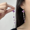 thumbnail image 1 of Pendientes Colgantes con Borlas de Flores Moradas En Plata 925: Elegantes Pendientes Colgantes para Mujer, Un Regalo de Moda., 1 of 5