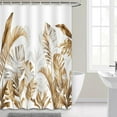thumbnail image 5 of White Gold Tropical Palm Leaves Shower Curtain Boho Botanical Tropical Modern Plant Nature Aesthetic Shower Curtain Set Minimalist Polyester Fabric Waterproof Bath Curtain 71X71 in, 5 of 5