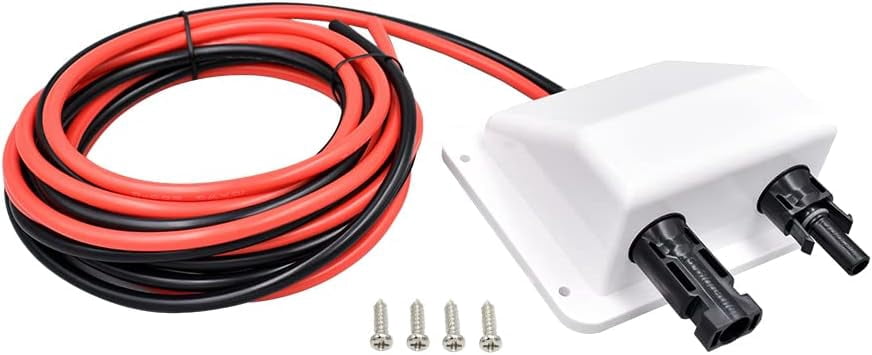 10Ft 10AWG Soft Copper Solar Cable with UV Resistance Dual Entry Gland for RV, Boat, Camper, Van Solar Projects