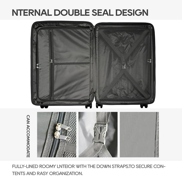GinzaTravel 3 Piece Hardside Expandable Luggage Sets PP Hard Luggage with Spinner Wheels Azure Water Walmart Business Supplies