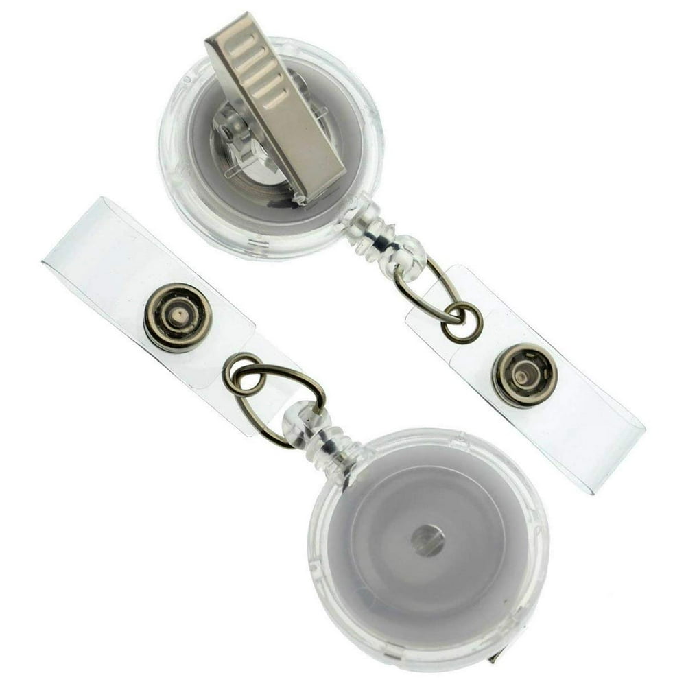Bulk 100 Pack Clear Retractable Badge Reels with Alligator Swivel
