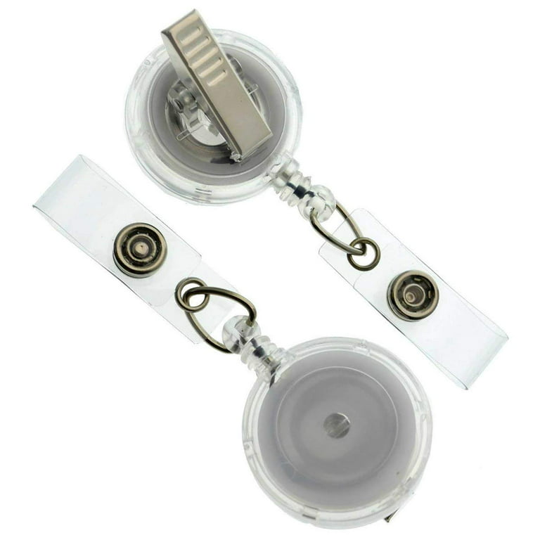 Bulk 100 Pack - Clear Retractable Badge Reels with Alligator Swivel Clip on  Back by Specialist ID (Translucent Clear)