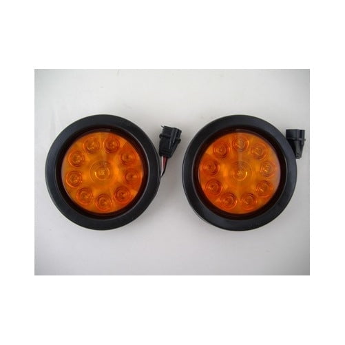 4" Round Amber 10 LED Trailer Truck Park Running Turn Signal Lights / Grommets