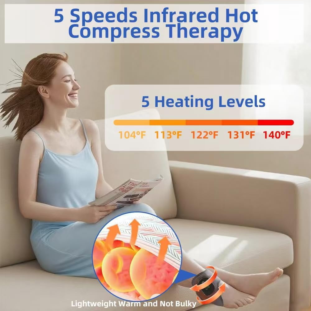 Revitalizing Foot Triple Massager with Heat Function for Pain Relief - Three Adjustable Heat and Massage Levels, Smart Timer, Touchscreen, Compact and Portable, Suitable for All Ages. Ankle Massager.