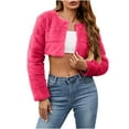 thumbnail image 2 of Women's 2024 Winter Coats Fleece Cropped Jacket for Women Faux Fur Long Sleeve Shaggy Warm Outerwear, 2 of 6
