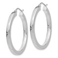 thumbnail image 5 of Auriga Fine Jewelry 14K White Gold 3mm Polished Square Tube Hoop Earrings for Women, 5 of 5
