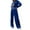 Dark Blue, variant on Women's Solid Velvet 2-Piece Set Zip Up Hoodie & Drawstring Pants Black L