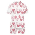 thumbnail image 6 of yoeyez Womens Pajama Silk Satin Pajamas Set Love Heart Printed Sleepwear 2 Piece Sets Button Down Short Sleeve Tops and Shorts Pjs Set Loungewear Pink S, 6 of 6