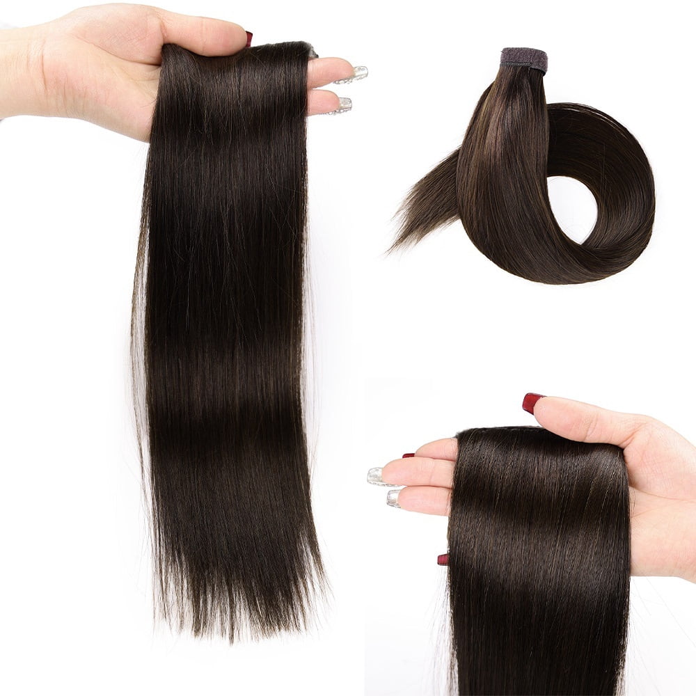 Clip in Ponytail Extension Real Human Hair 14"-22" Long Straight Wrap Around Pony Tail Hair Extensions Brown Brazilian Remy Hair Ponytail Hairpiece