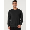 thumbnail image 2 of Sudadera de cuello redondo de color sólido de manga larga de ajuste regular básico informal para hombre M Negro, 2 of 6