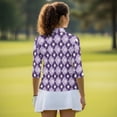 thumbnail image 5 of Uorisanigo Diamond Block Women's Golf Shirt Size 2XL Fashionable Women's 3/4 Sleeve Athletic Golf Shirts Versatile Workout Tops Zip Up Collar Quick Dry Outing Wear Workout Sports, 5 of 7