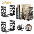 thumbnail image 4 of Book Ends 2 Pairs, Tree Design Modern Metal Bookends for Shelves, Heavy Duty Metal Book Stopper for Home Office, Black(4 Pack), 4 of 10
