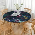 thumbnail image 3 of Round Fitted Tablecloth with Elastic Edges Fits 36"-44" Round Tables Pioneer Colorful Floral Waterproof Table Cover Washable Indoor and Outdoor for Party Kitchen Dinner Banquet Patio Picnic, 3 of 7