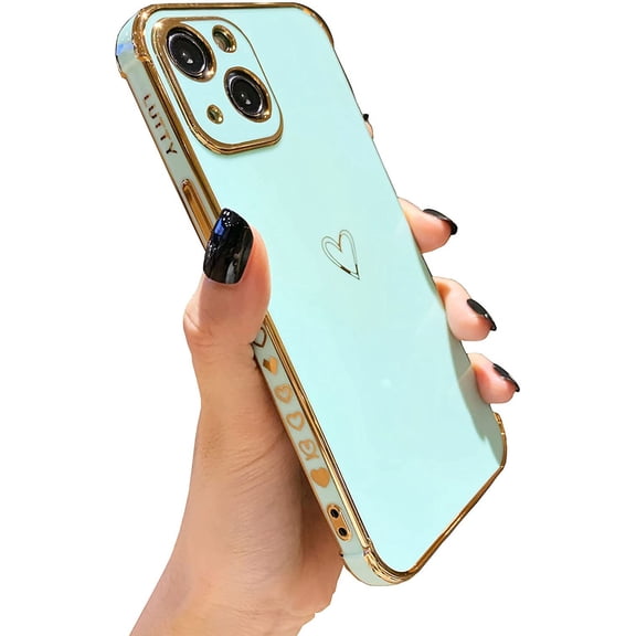 Compatible with iPhone 13 Case for Women, Luxury Soft Phone Case for Girls [Full Reinforced Camera Protection] [Shockproof Raised Bumper Corners] Case Cover (6.1 inches) -Candy Green