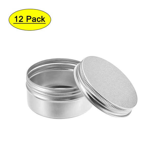 Uxcell Latas redondas con tapa de tornillo de 2.7oz, contenedores de aluminio tono plateado, paquete de 12