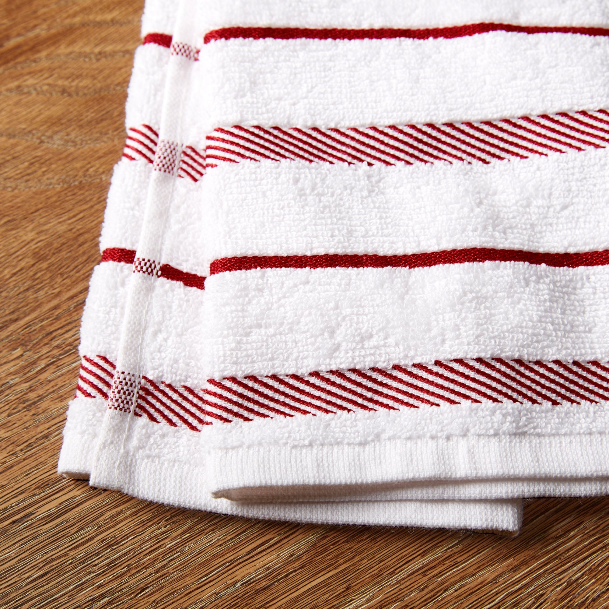 KITCHEN AID KITCHEN TOWELS (2) RED WHITE BLOCKS 100% COTTON NIP