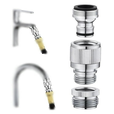 The sink faucet hose adapter is suitable sink faucet quick connector, GHT3/4 inch adapter, connected to the garden hose, used for portable washing machines/washing machines, showers, pet showers.