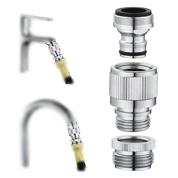 L'Adaptateur de Boyau de Robinet d'Évier Convient au Connecteur Rapide de Robinet d'Évier, Adaptateur GHT3/4 Pouces, Connecté au Boyau d'Arrosage, Utilisé pour les machines à Laver/laveuses Portatives, Douches, Douches pour Animaux.