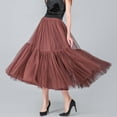 thumbnail image 5 of Women's A Line Party Dinner Tutu Skirt Brown Stretchy High Waisted Flared Skirt Half Skirt Silk Midi Skirt Plaid Skirt Set Ballet Skirts Mini Crib Skirt Split Thigh Skirt Jean Skirt for Women Stretchy, 5 of 6