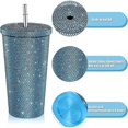 thumbnail image 2 of Bling Diamond Tumbler Glitter Water Bottle With Lid - Multicolor, 2 of 5