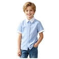 thumbnail image 4 of KPOPLK Big Girls Short Sleeve Button Down Shirts for 2-18 Years Kids Collar School Uniform Blouse Tee Top Size 2-3 Years,Light Blue, 4 of 8
