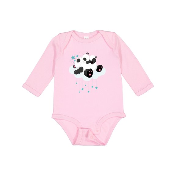 Inktastic Sleeping Panda, Mom Panda, Baby Panda, Cloud, Stars Boys or Girls Long Sleeve Baby Bodysuit