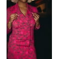 thumbnail image 2 of Long-Sleeve Printed Floral Athleisure Red and Pink, Tuxedo Mini Dress (Women's) - Mrs Momma Bear, 2 of 8
