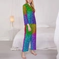 thumbnail image 3 of Fotbe Colorful Glitter Conjunto de Pijama de Manga Larga para Mujer con Estampado, Ropa de Dormir de 2 Piezas, Conjunto de Casa Suave y Cómodo con Bolsillos-XX-Large, 3 of 7