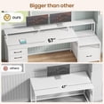 thumbnail image 6 of SEDETA White Computer Desk with 5 Drawer & Power Outlet & Monitor Shelf, Home Office Desk with File Drawer, Storage Shelves and Printer Cabinet, Gaming Desk with Led Lights, 6 of 8