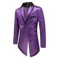 thumbnail image 3 of Chaqueta de traje de cola de golondrina con lentejuelas para hombre, abrigo de vestir de esmoquin para espectáculo de fiesta, 3 of 4