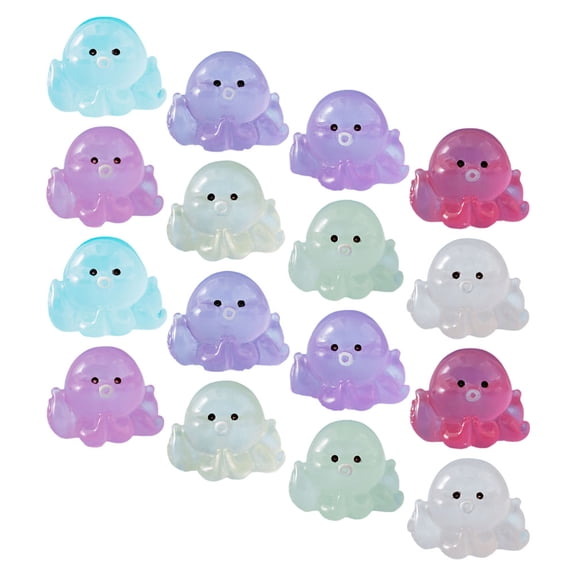 KAKOWELY Resin Mini Octopus Figurines Mini Octopus Statue Assorted Color 16Pcs 0.75X0.75X0.6In