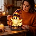 thumbnail image 5 of PLLFRLRT Gothic Ghost Witch Hat Night Light Vintage Halloween Decorations Indoor Ghost Decors Bookshelf Shelf Ornaments, 5 of 6