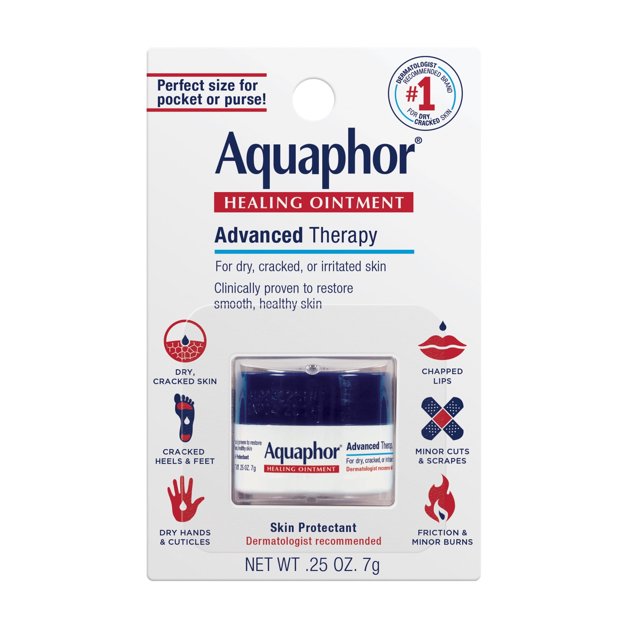 Aquaphor Healing Ointment Skin Protectant for Dry, Cracked, Irritated Skin, Travel Size, 0.25 oz