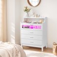 thumbnail image 5 of Ktaxon 4 Drawer Dresser with LED Lights and Charging Station, Wide Chest of 4 Drawers with Visible Top Drawer, Storage Cabinet, White Dresser for Bedroom, Living Room, Hallway, 5 of 9